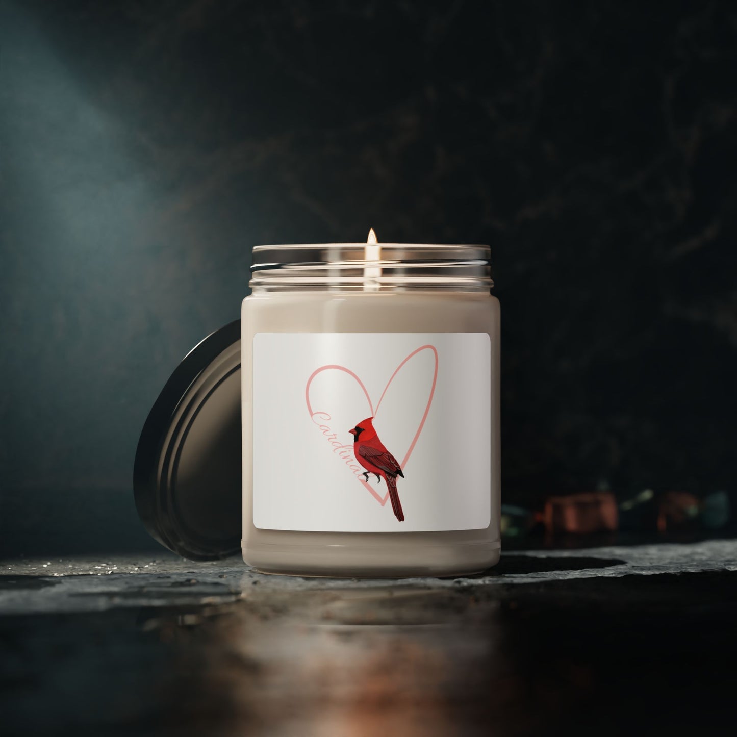 Cardinal Scented Soy Candle Bird with Heart 9oz