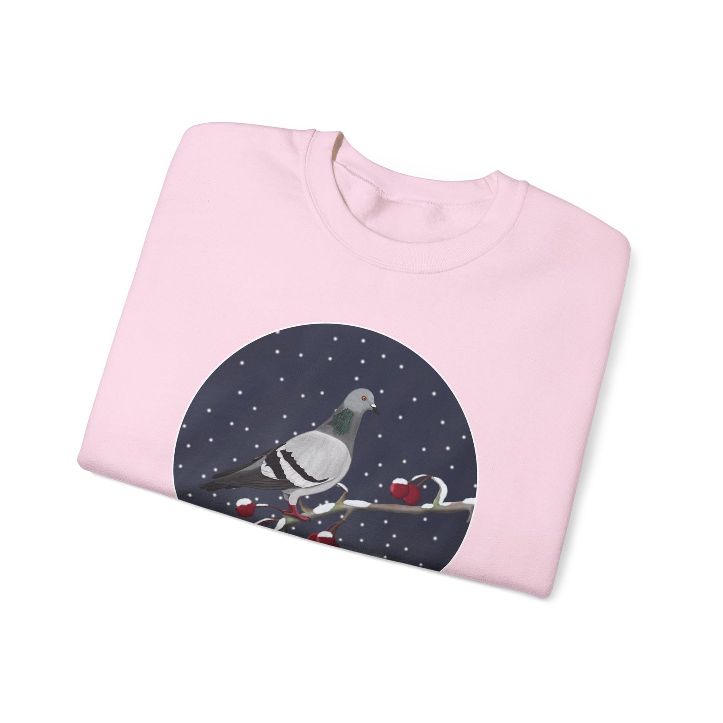 Pigeon on a Winter Branch Birdwatcher Christmas Bird Sweatshirt
