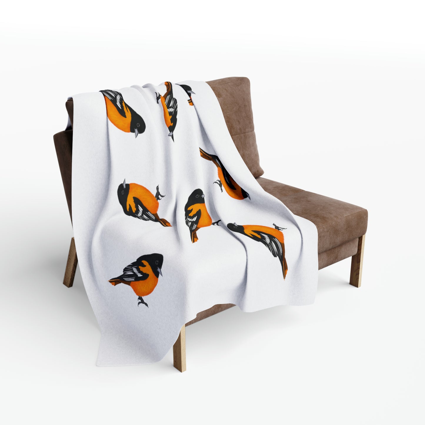 Baltimore Oriole Bird Arctic Fleece Blanket White