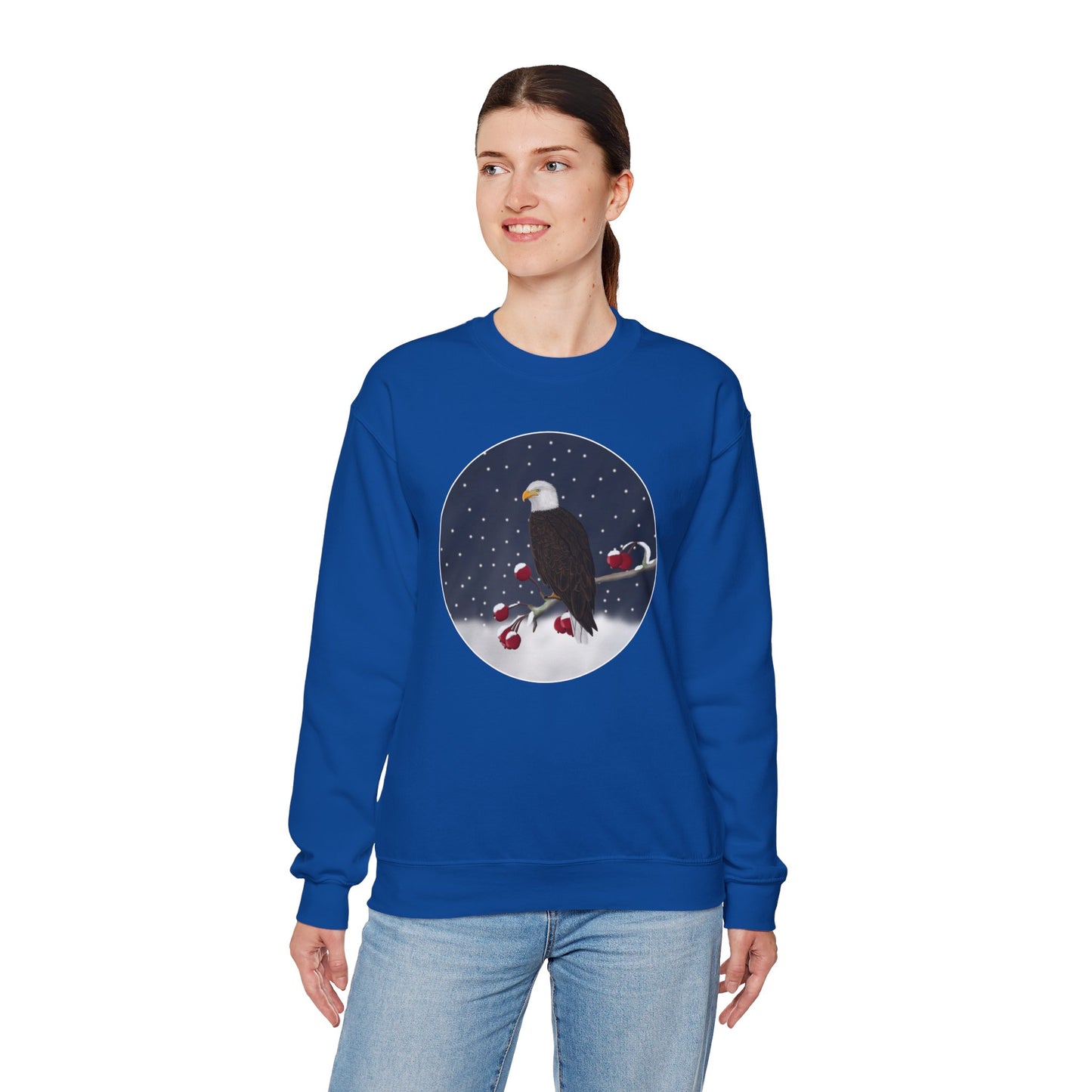 Bald Eagle on a Winter Branch Birdwatcher Christmas Bird Sweatshirt