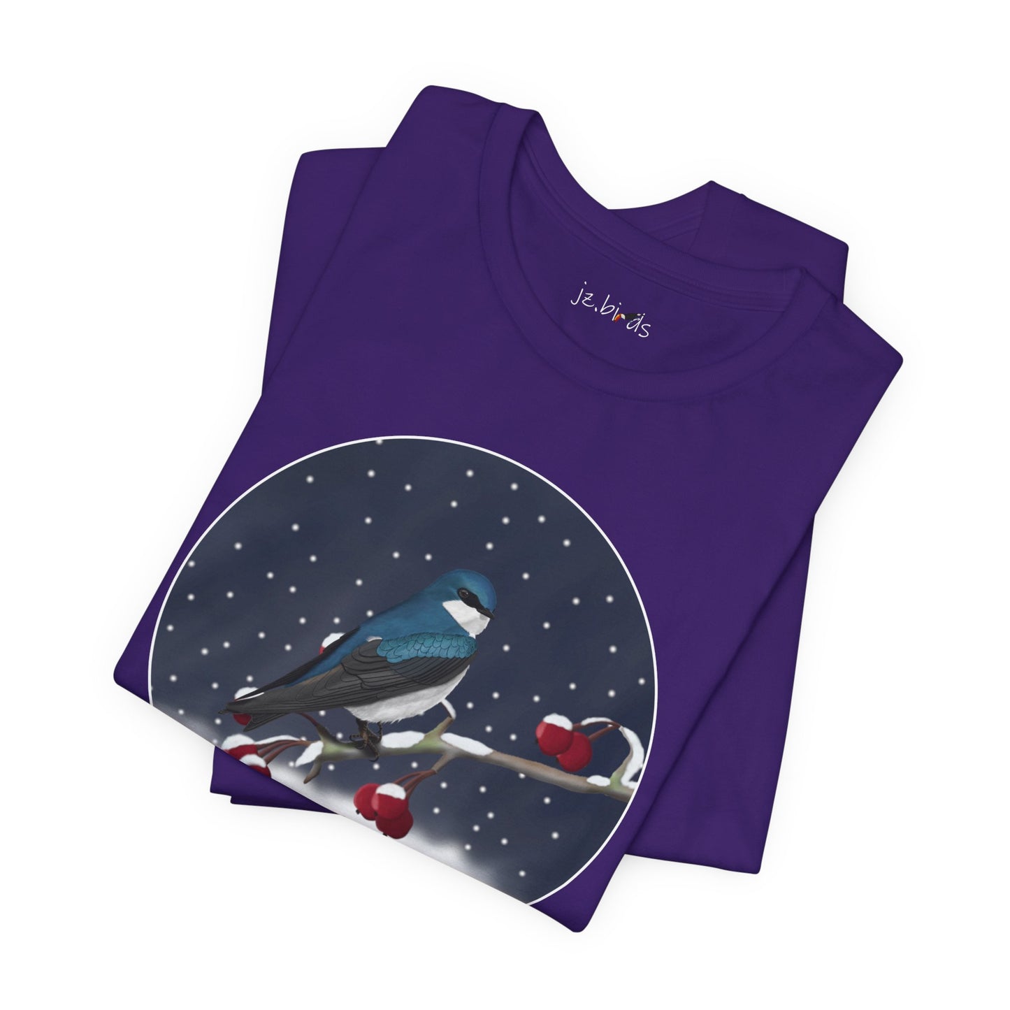 Tree Swallow on a Winter Branch Birdwatcher Christmas Bird T-Shirt