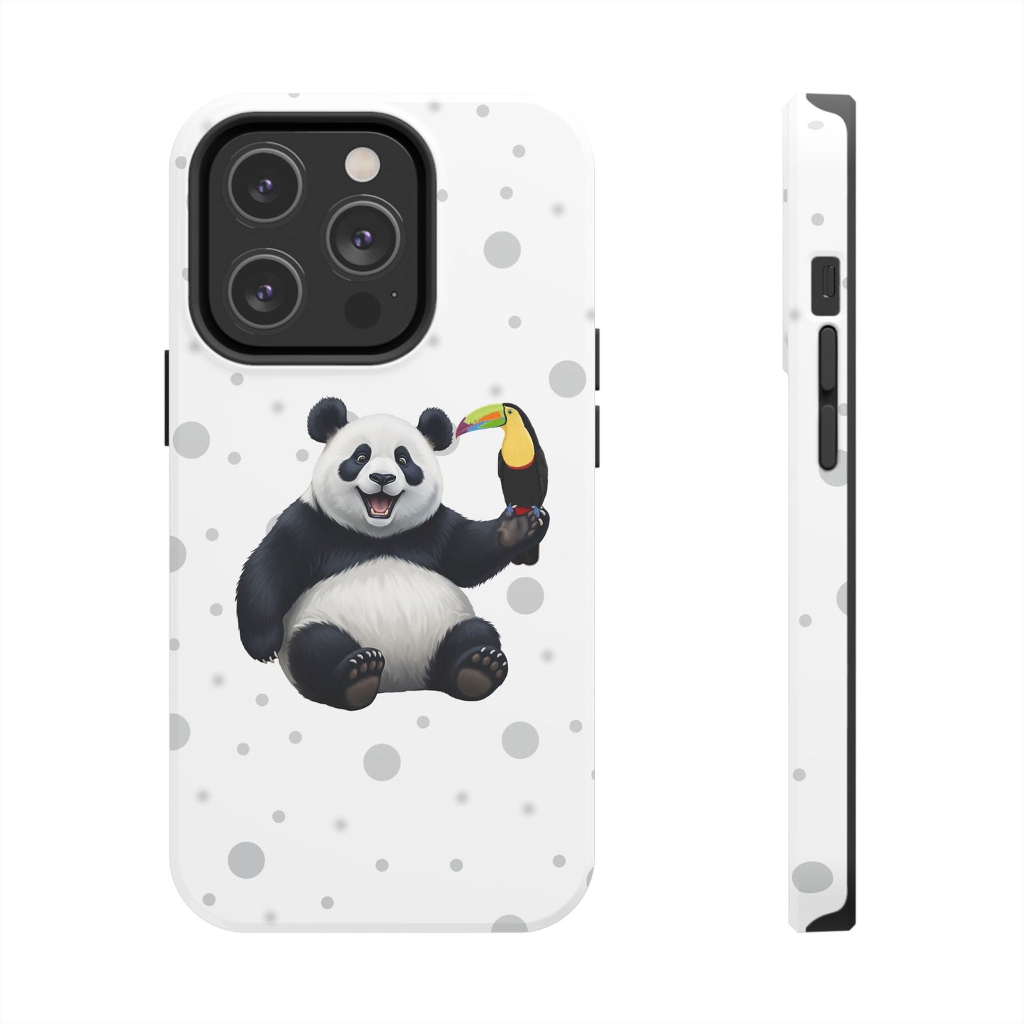 Cute Panda Bear with a Toucan Animal iPhone Case - Dual-Layer PC/TPU Protective Cover for iPhone