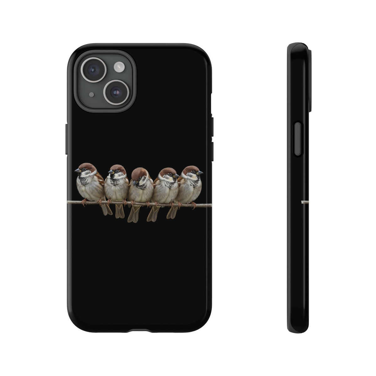 Codirosso su un ramo Cover premium per cellulare – Doppia protezione e stampa integrale, nera