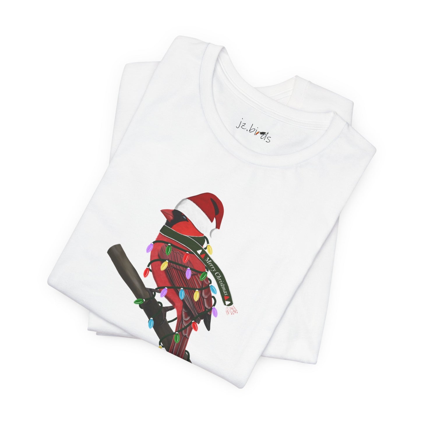 Cardinal with Fairy Lights Christmas Bird T-Shirt