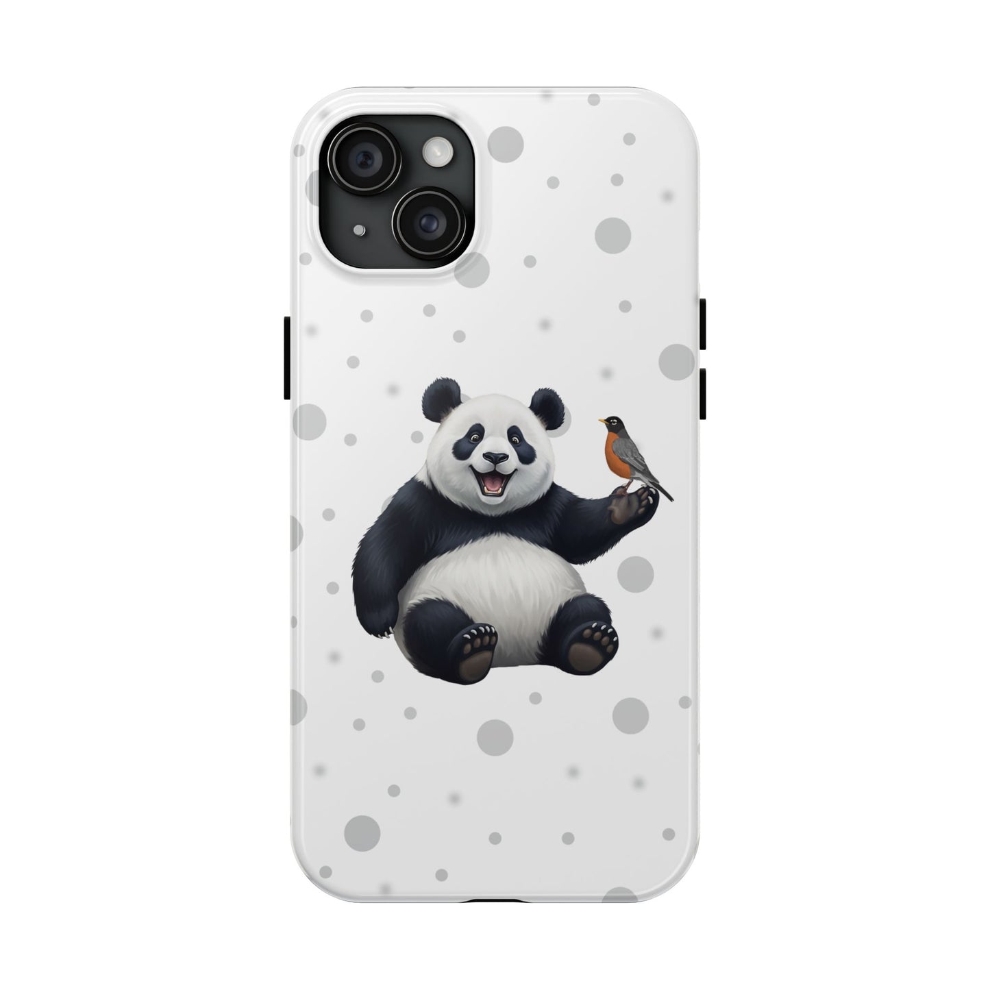 Cute Panda Bear with American Robin Animal iPhone Case - Dual-Layer PC/TPU Protective Cover for iPhone