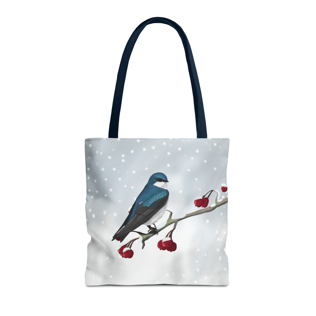 Tree Swallow on a Winter Branch Bird Tote Bag 16"x16" - jz.birds