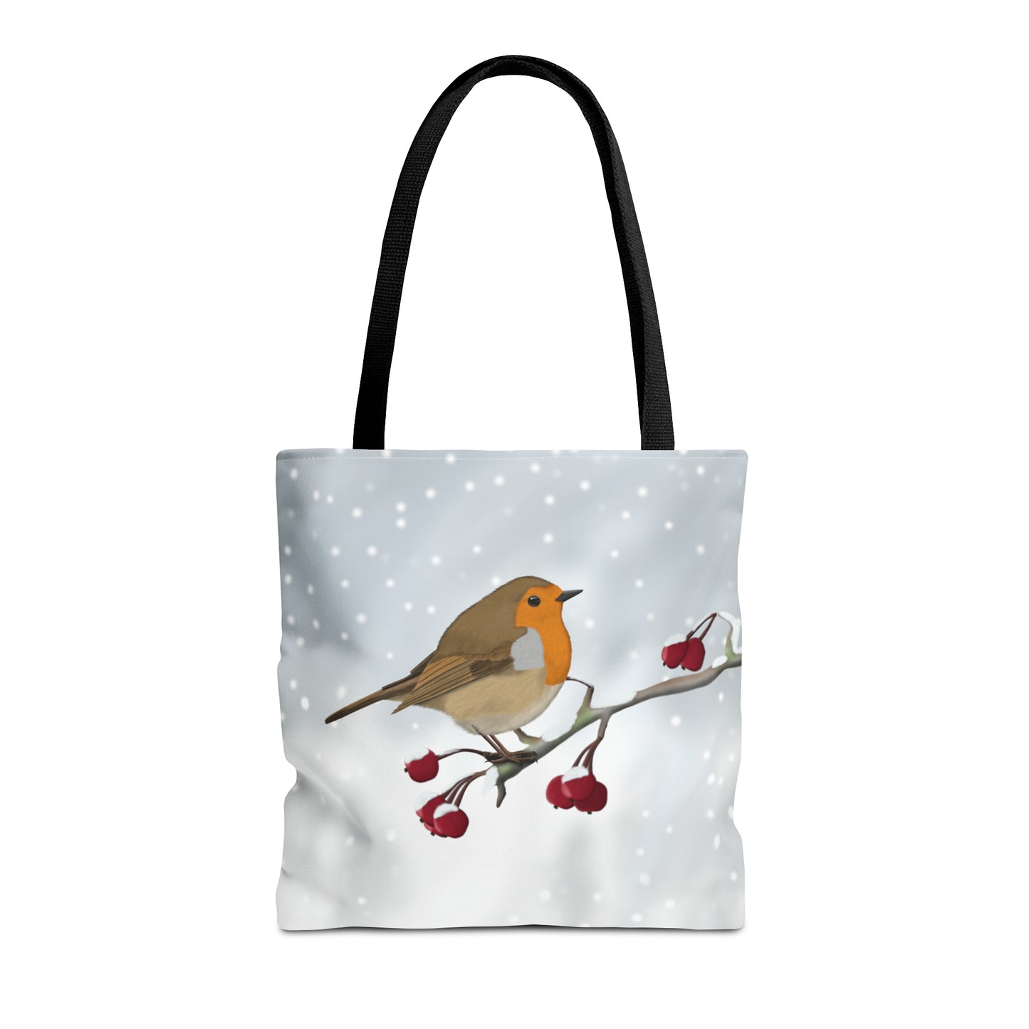 Robin on a Winter Branch Bird Tote Bag 16"x16"