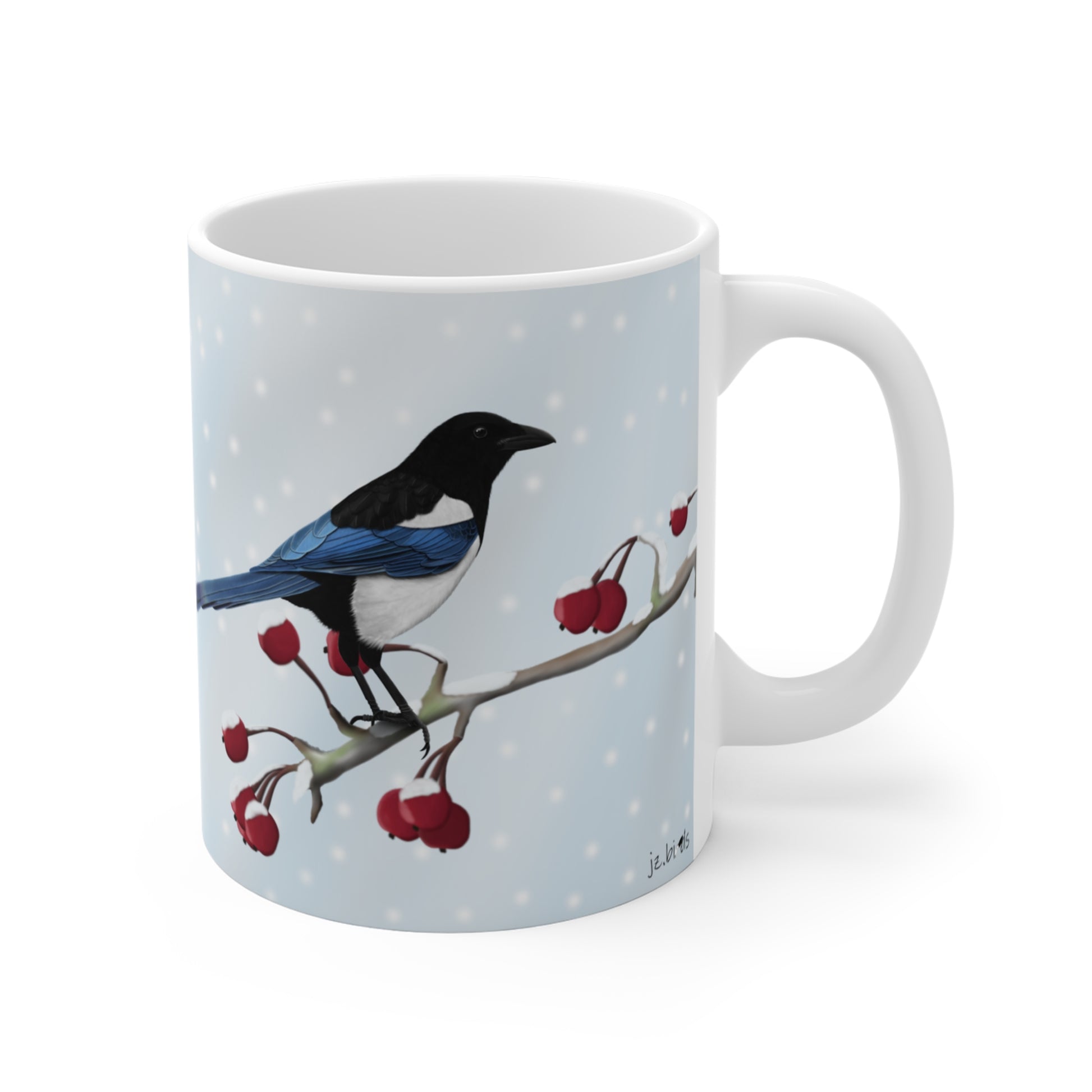 Magpie Winter Winter Bird Ceramic Mug 11oz