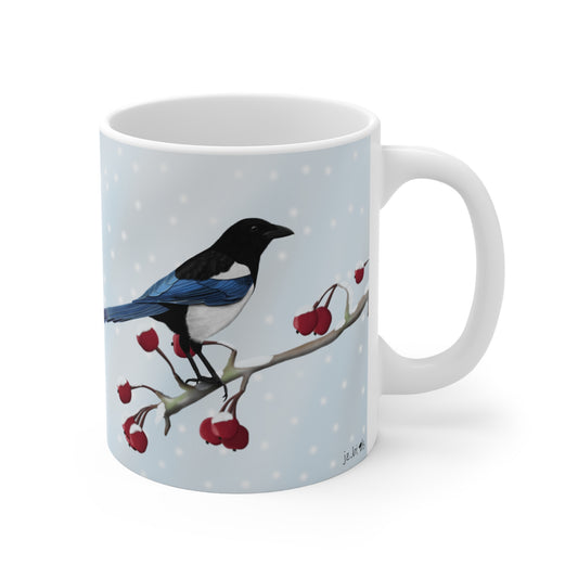 Magpie Winter Winter Bird Ceramic Mug 11oz