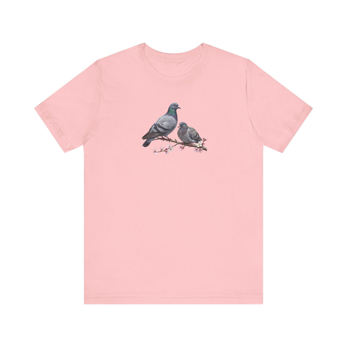 Taube & Jungvogel T-Shirt | Frühlingsblüten Vogelmotiv für Vogelbeobachter