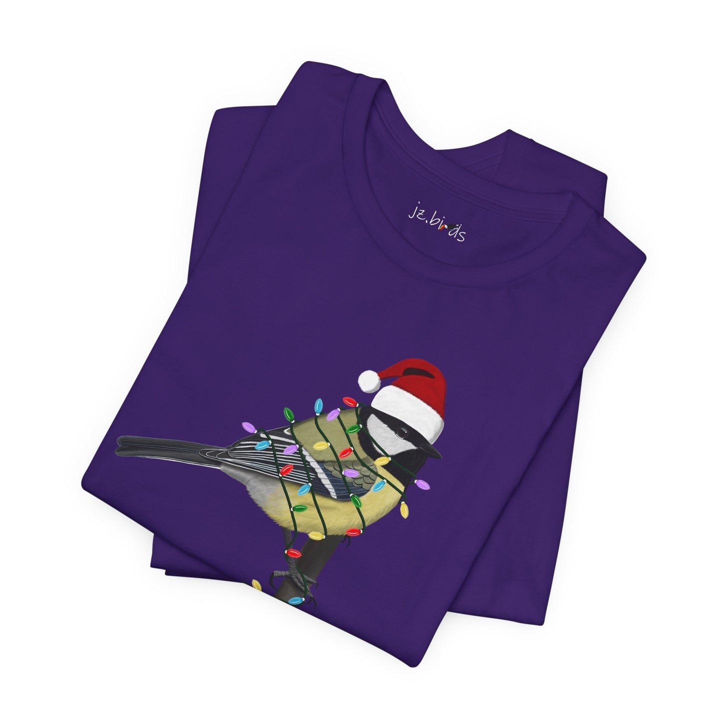 Chickadee with Fairy Lights Christmas Bird T-Shirt
