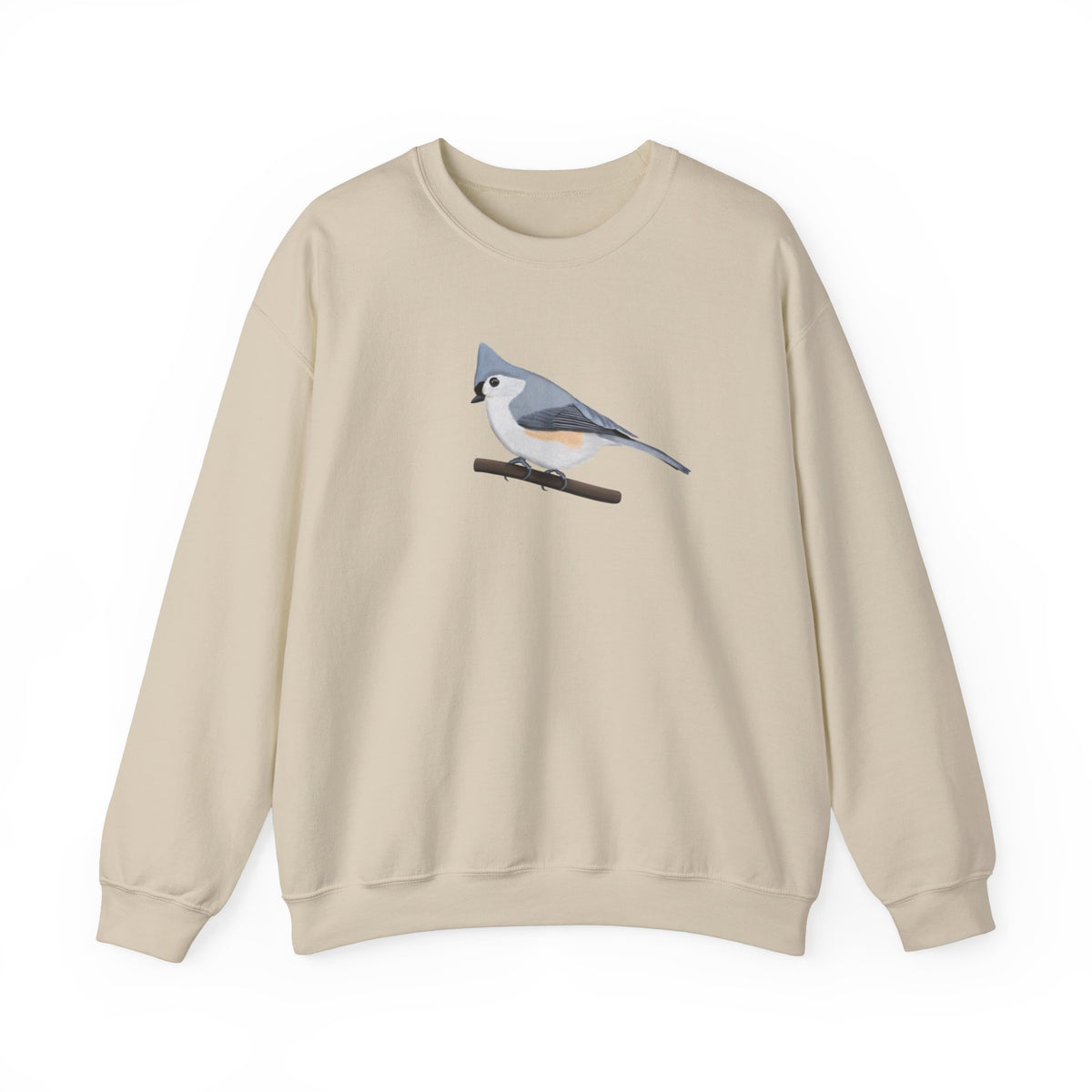 Tufted Titmouse Sweatshirt on Crew neck background