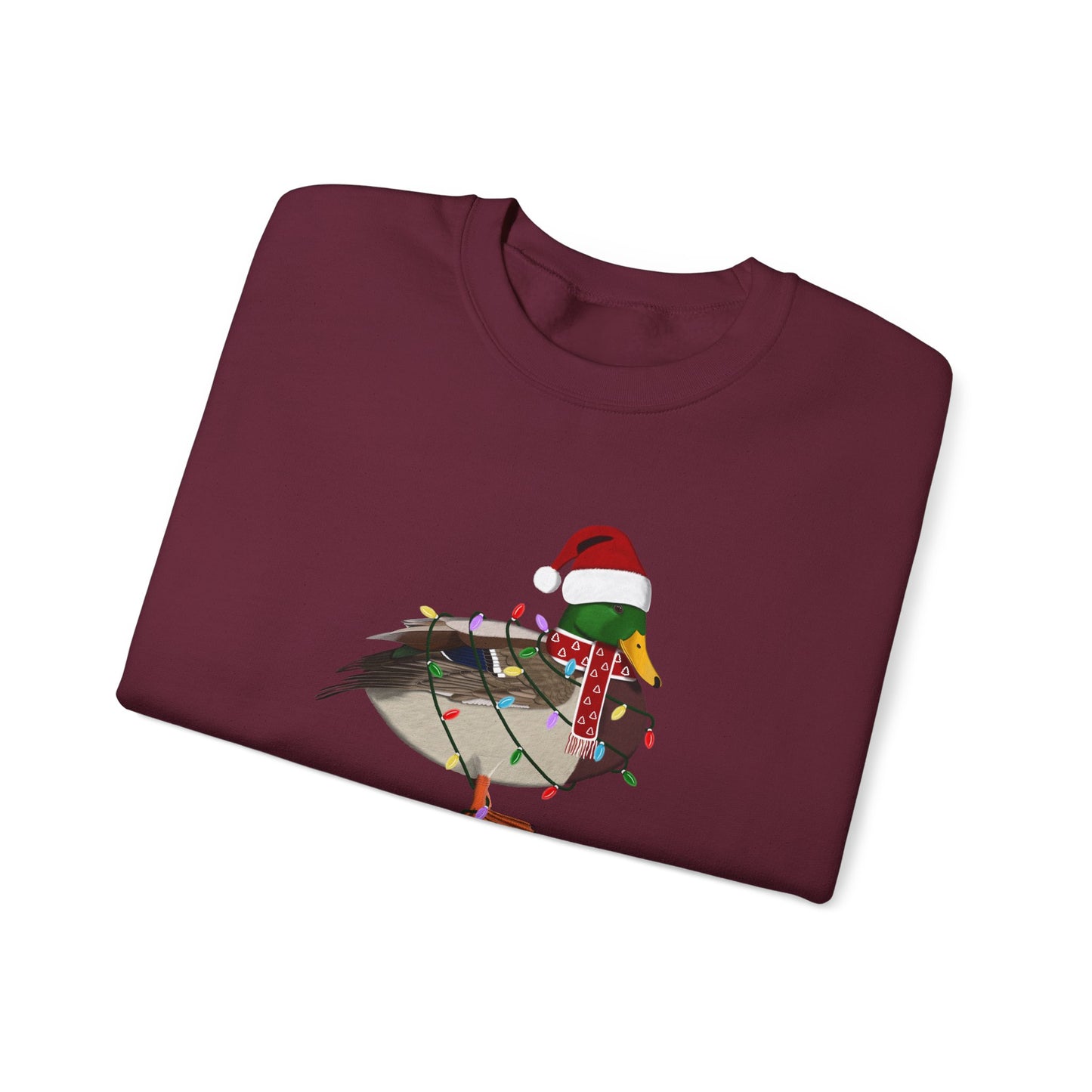 Mallard with Fairy Lights as Santa Happy Holidays Birdwatcher Christmas Bird Sweatshirt