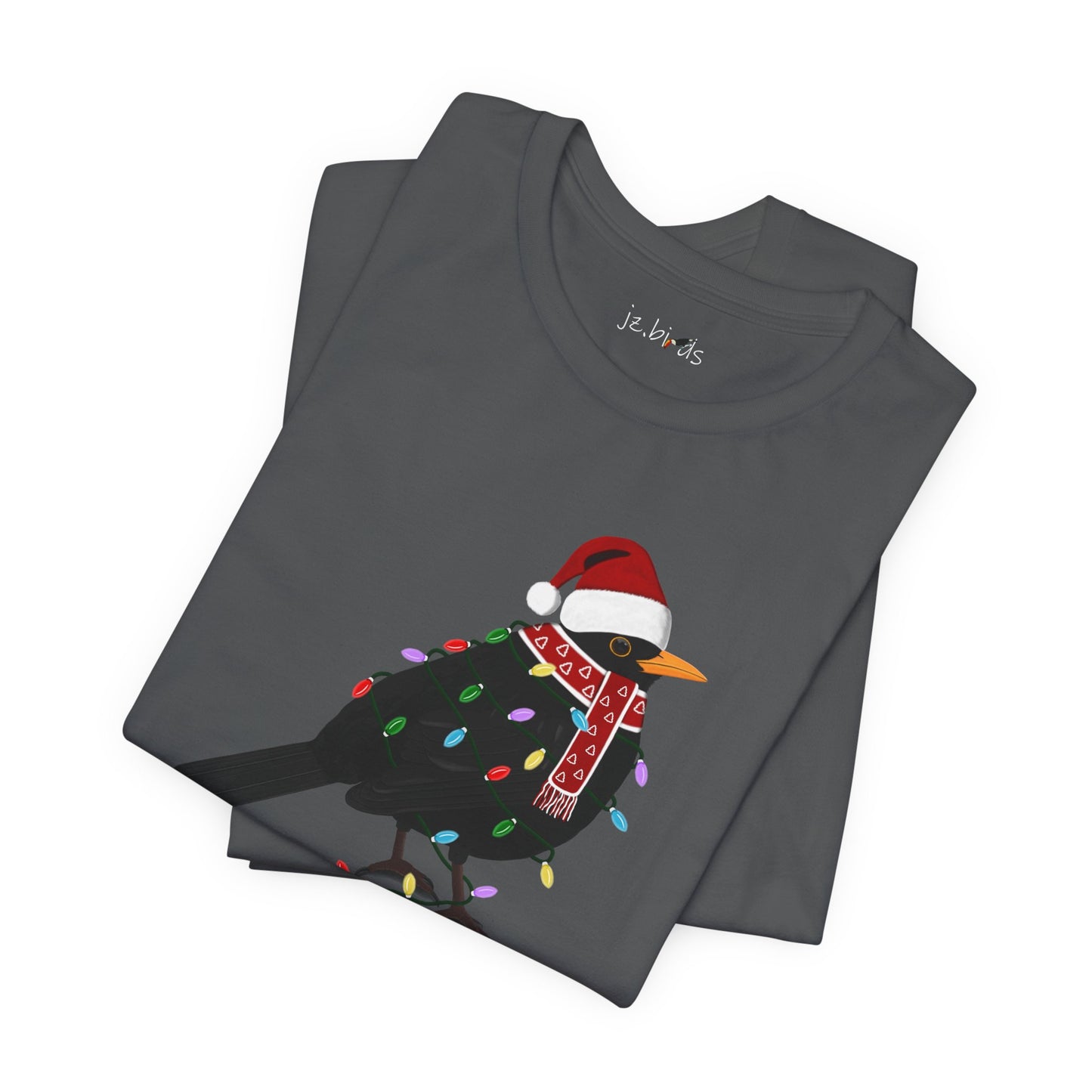 Blackbird with Fairy Lights Christmas Bird T-Shirt