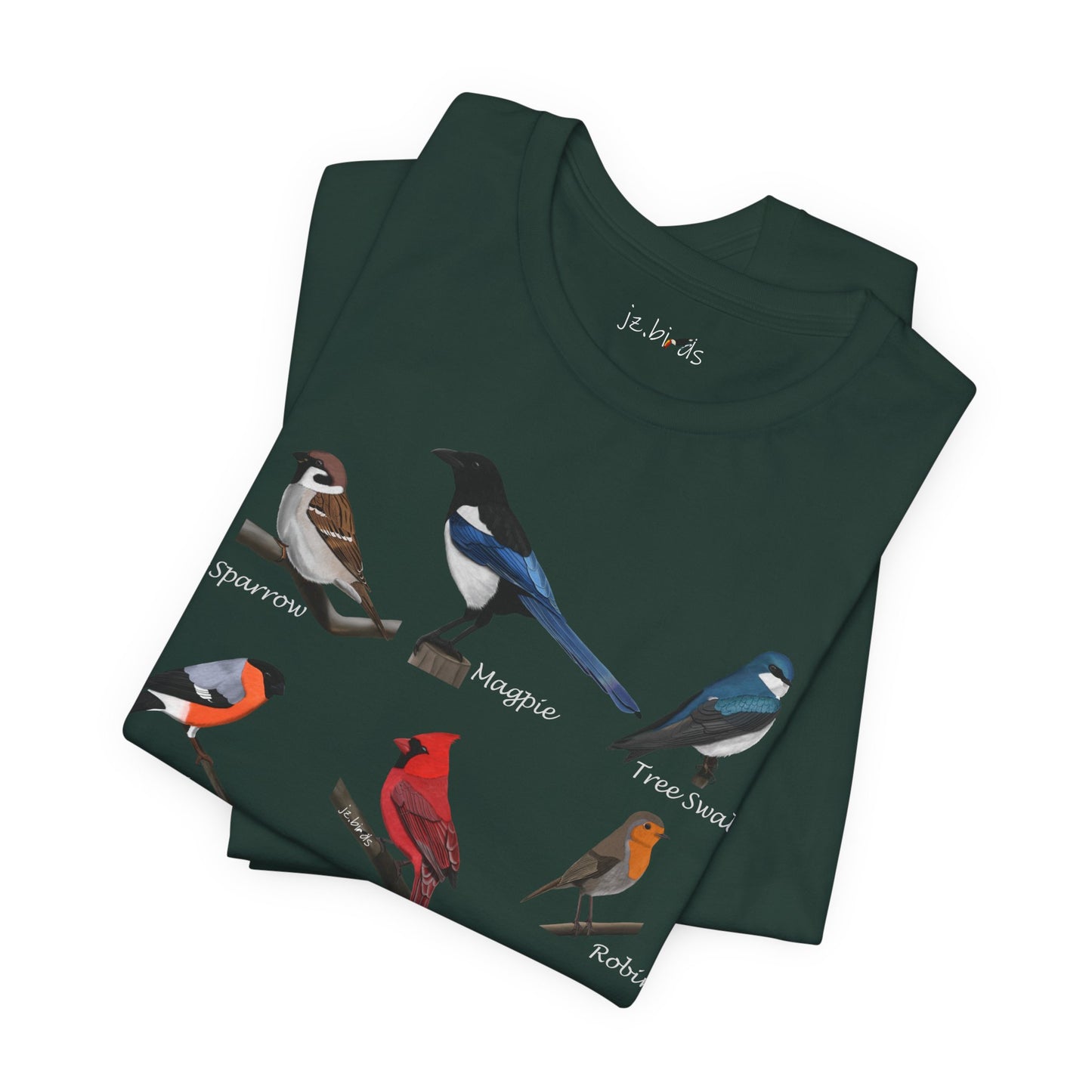 Garden Birds Blue Jay Cardinal Robin Chickadee Birding & Birdwatching Bird T-Shirt