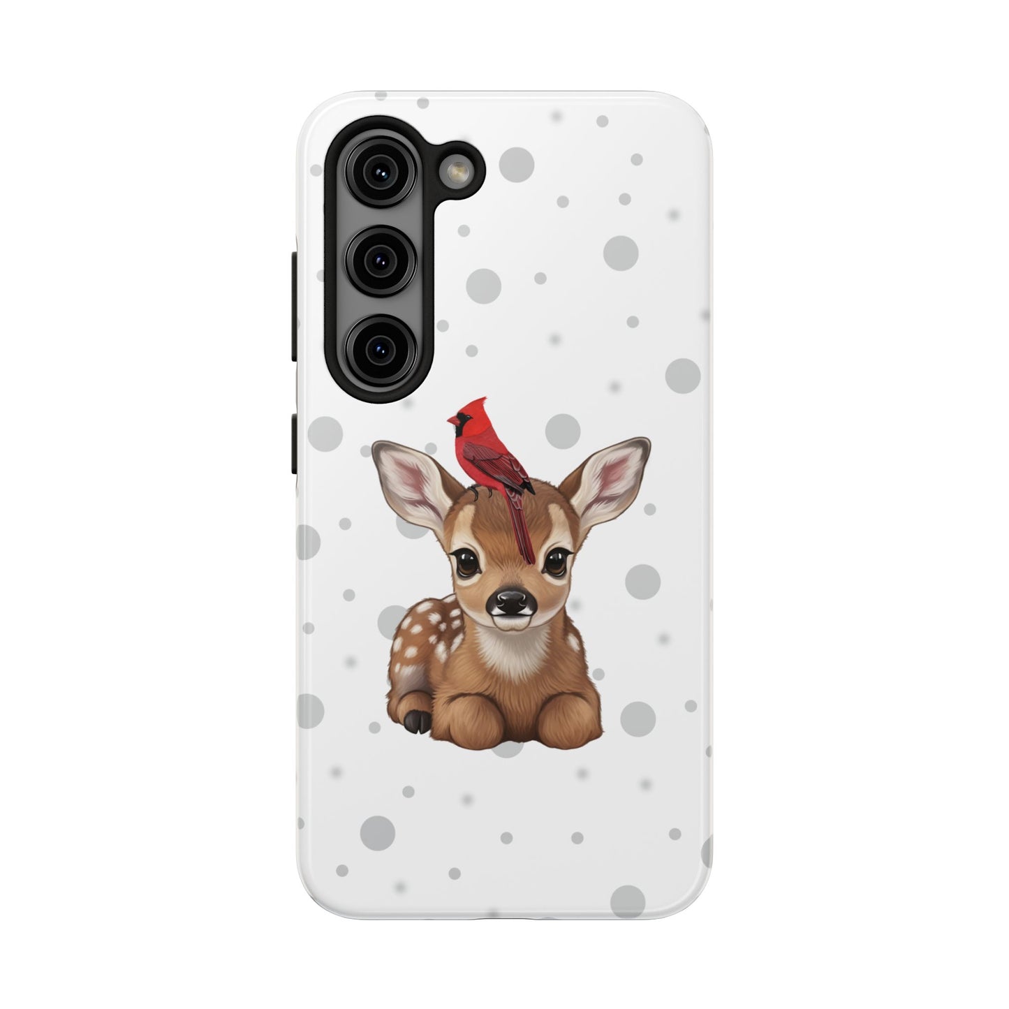 Cute Fawn with a Cardinal Animal iPhone Case - Dual-Layer PC/TPU Protective Cover for iPhone