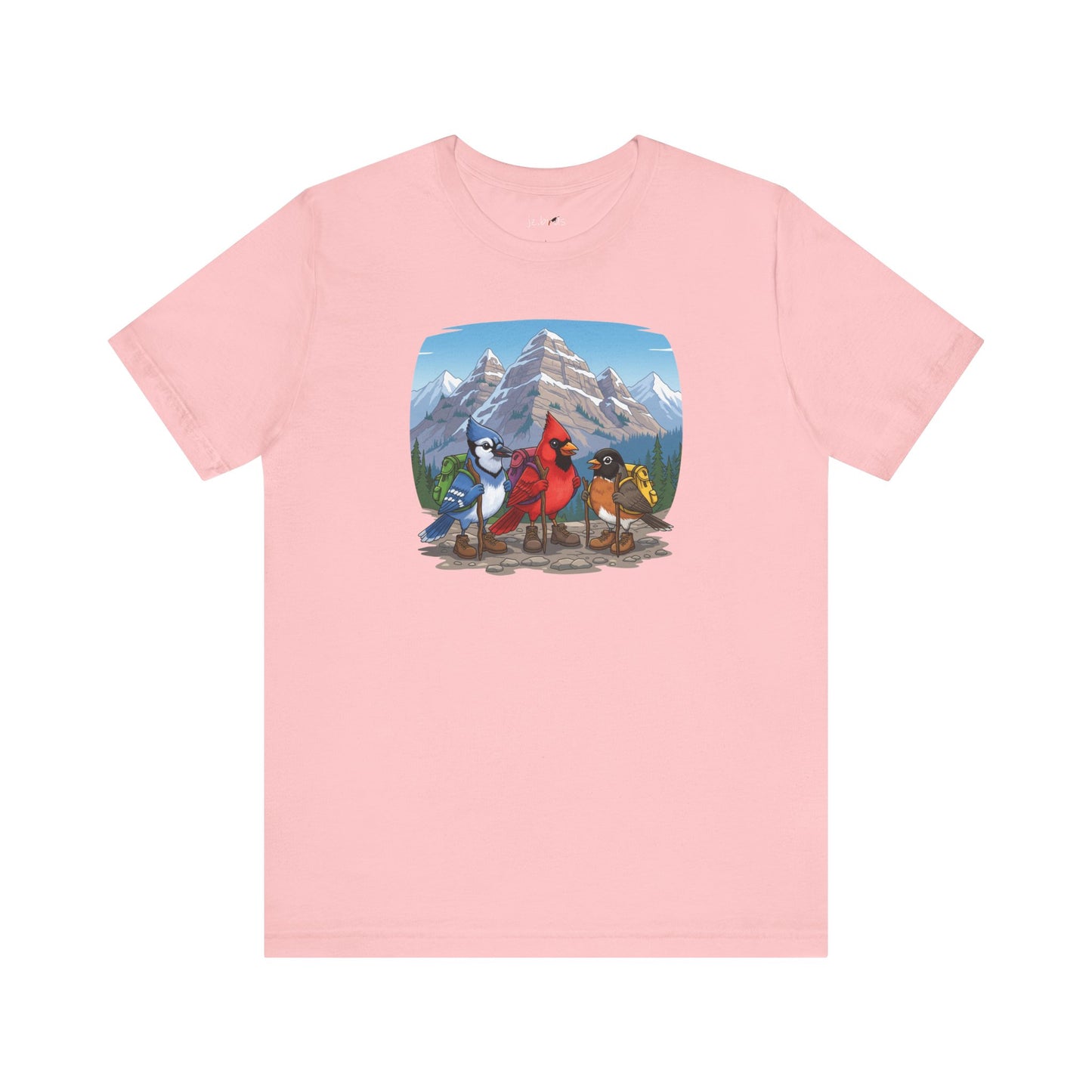 Birds Hiking T-Shirt Funny Cardinal Blue Jay Robin on a Hike Bird Watcher Bird Lover