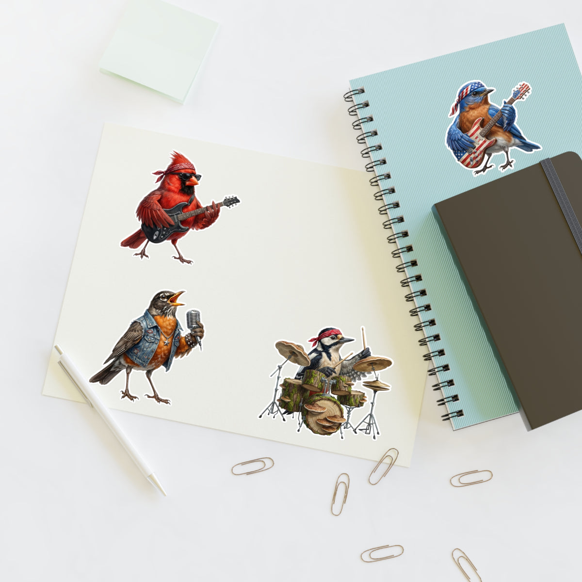 The Backyard Birds – Official Tour Sticker Sheet – 4 Vinyl Decals (White, Holographic or Transparent)
