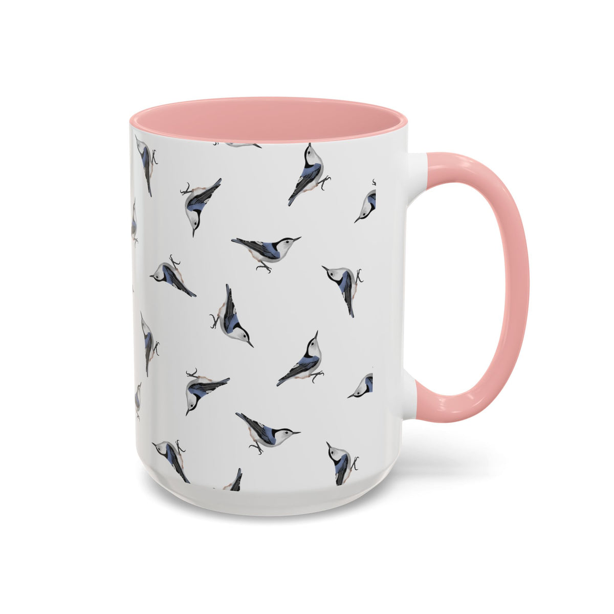 Nuthatch All-Over Pattern Accent Mug | Colorful Bird Lover Gift for Birdwatchers