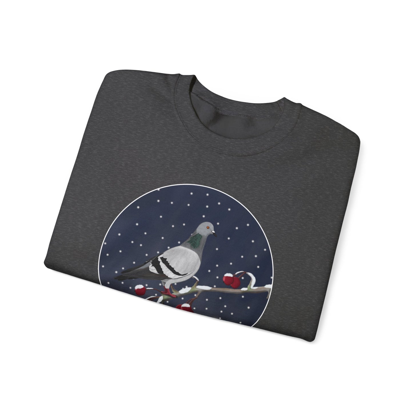 Pigeon on a Winter Branch Birdwatcher Christmas Bird Sweatshirt