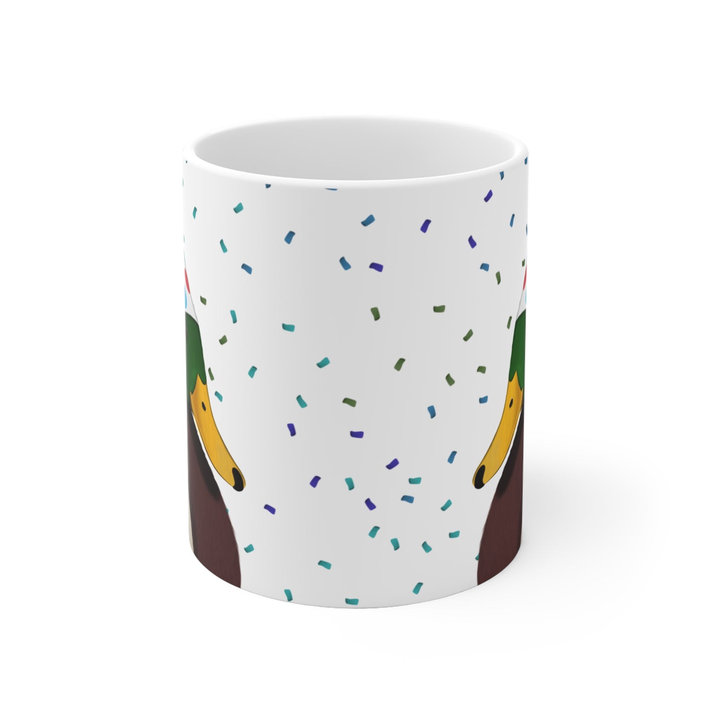 Ente feiert Geburtstag mit Partyhut und Konfetti Vogel Tasse