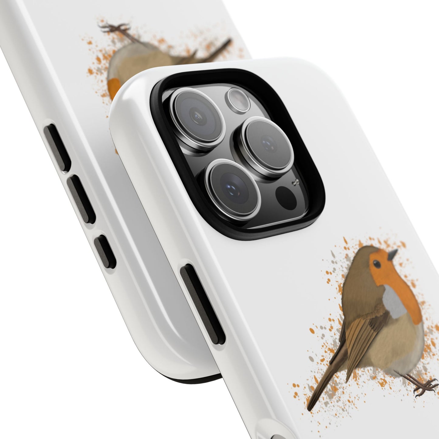 Rotkehlchen Vogel iPhone & Google Pixel Vogelmotiv Handyhülle Weiß