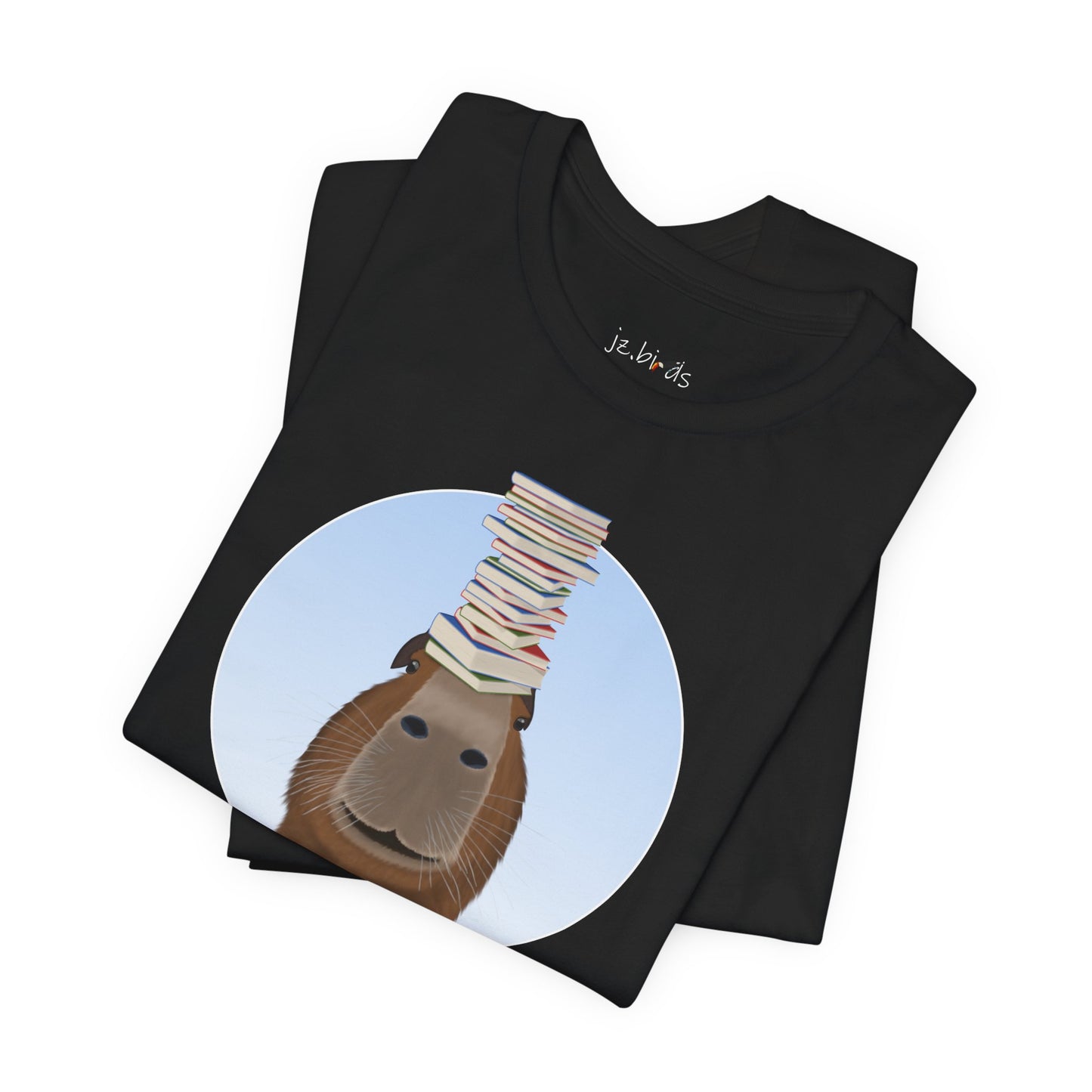 Capybara with Books Funny T-Shirt