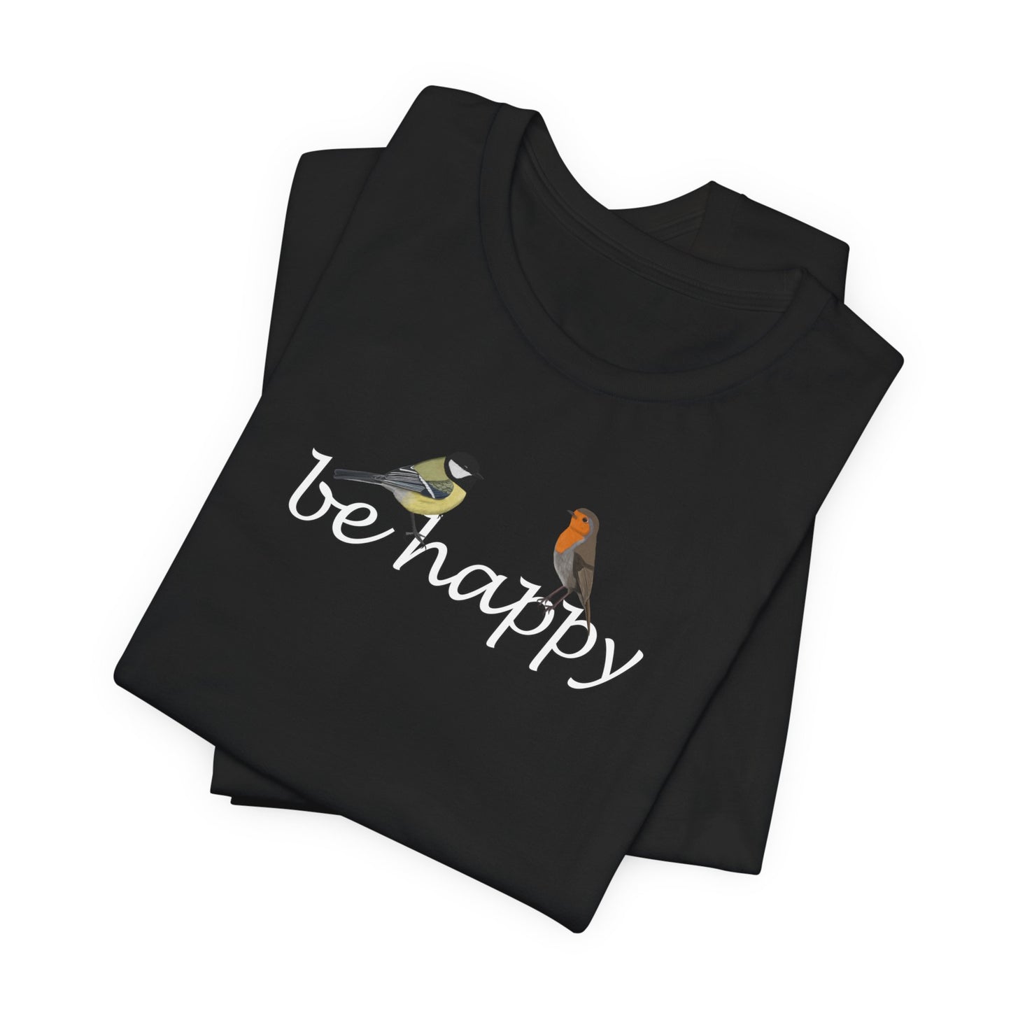 Rotkehlchen und Kohlmeise Be Happy Vogel T-Shirt für Vogelfreunde