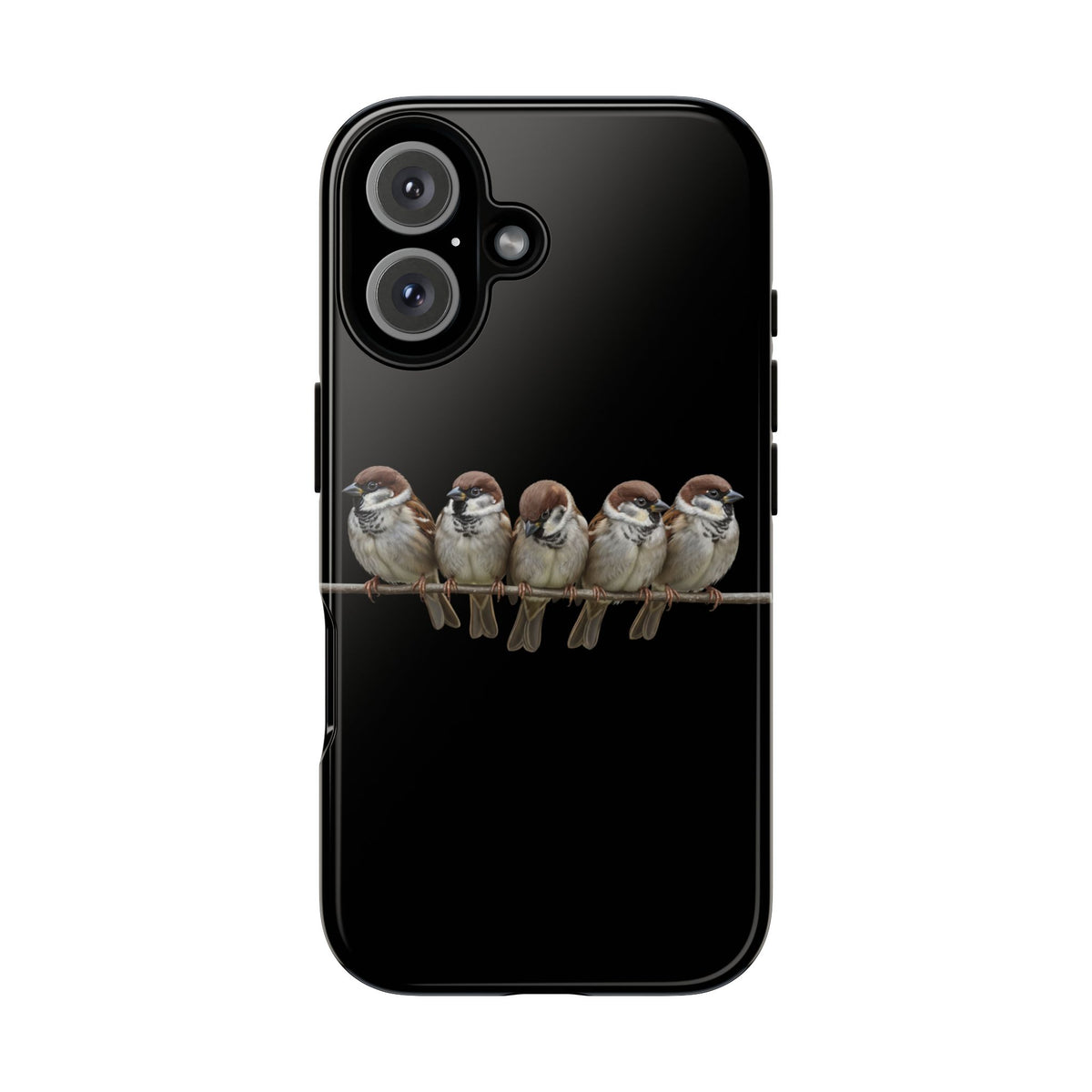 Codirosso su un ramo Cover premium per cellulare – Doppia protezione e stampa integrale, nera