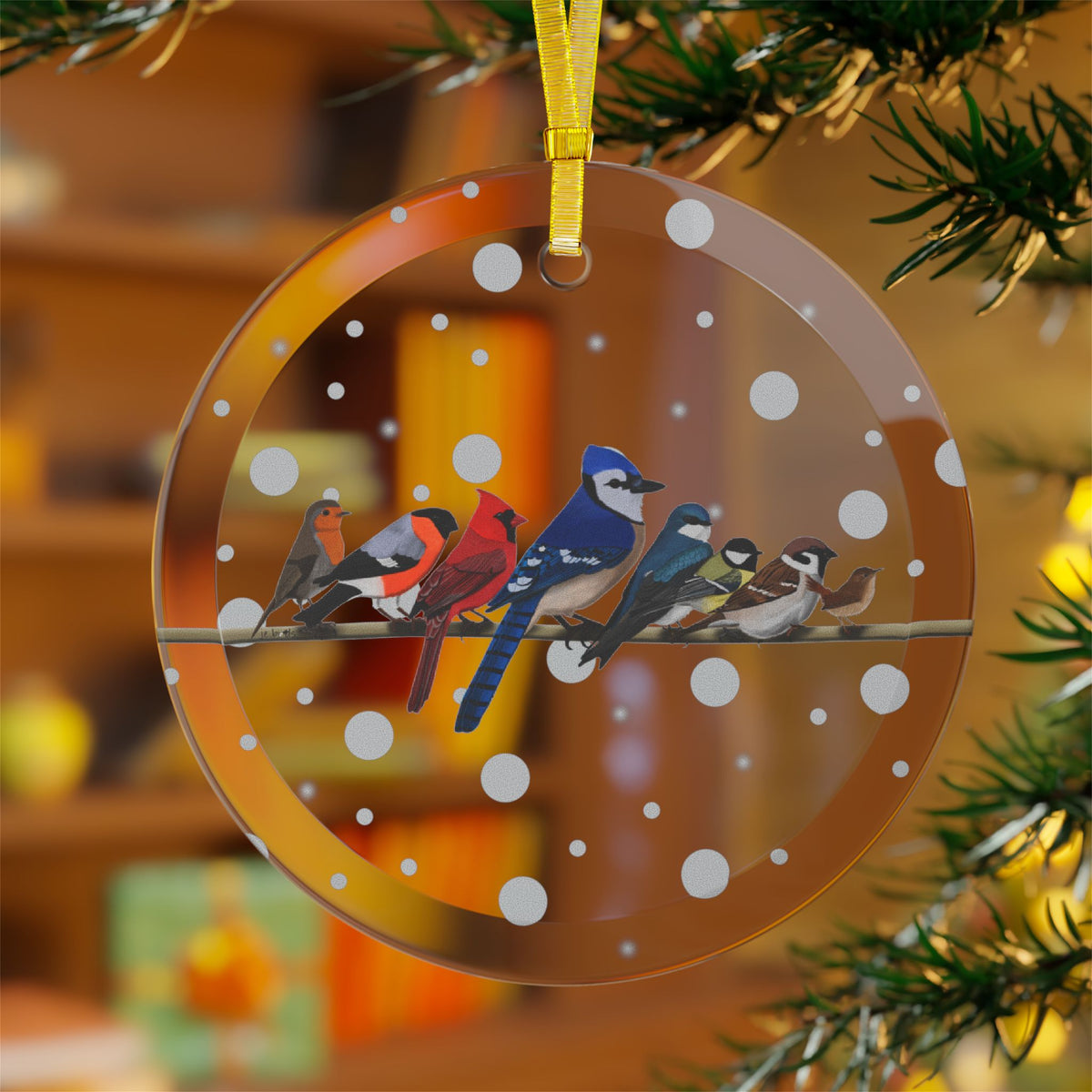Chickadee, Blue Jay, Cardinal and Finch Ornaments – Bullfinch Bird Christmas Glass Ornament Transparent