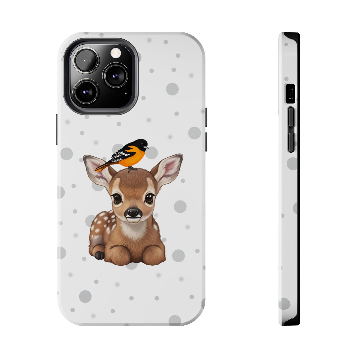 Cute Fawn with a Oriole Animal iPhone Case - Dual-Layer PC/TPU Protective Cover for iPhone