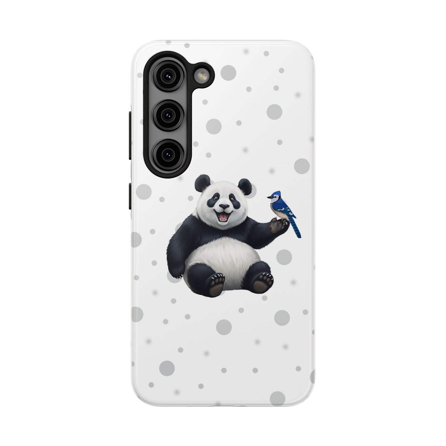 Cute Panda Bear with a Blue Jay Animal iPhone Case - Dual-Layer PC/TPU Protective Cover for iPhone