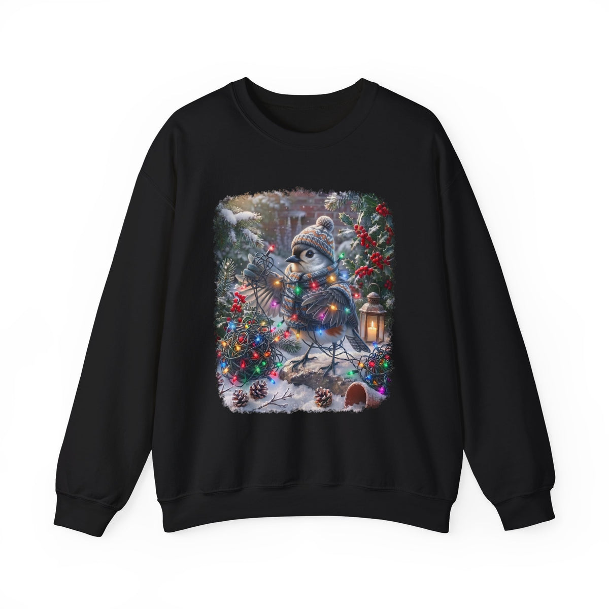 Tufted Titmouse Christmas Sweatshirt – Tangled Lights Winter Crewneck
