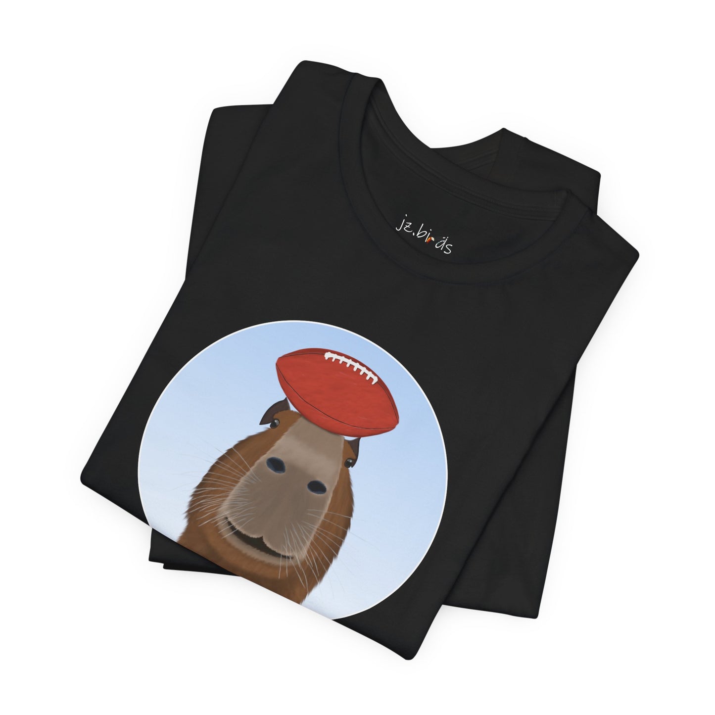 Capybara with Football Funny T-Shirt