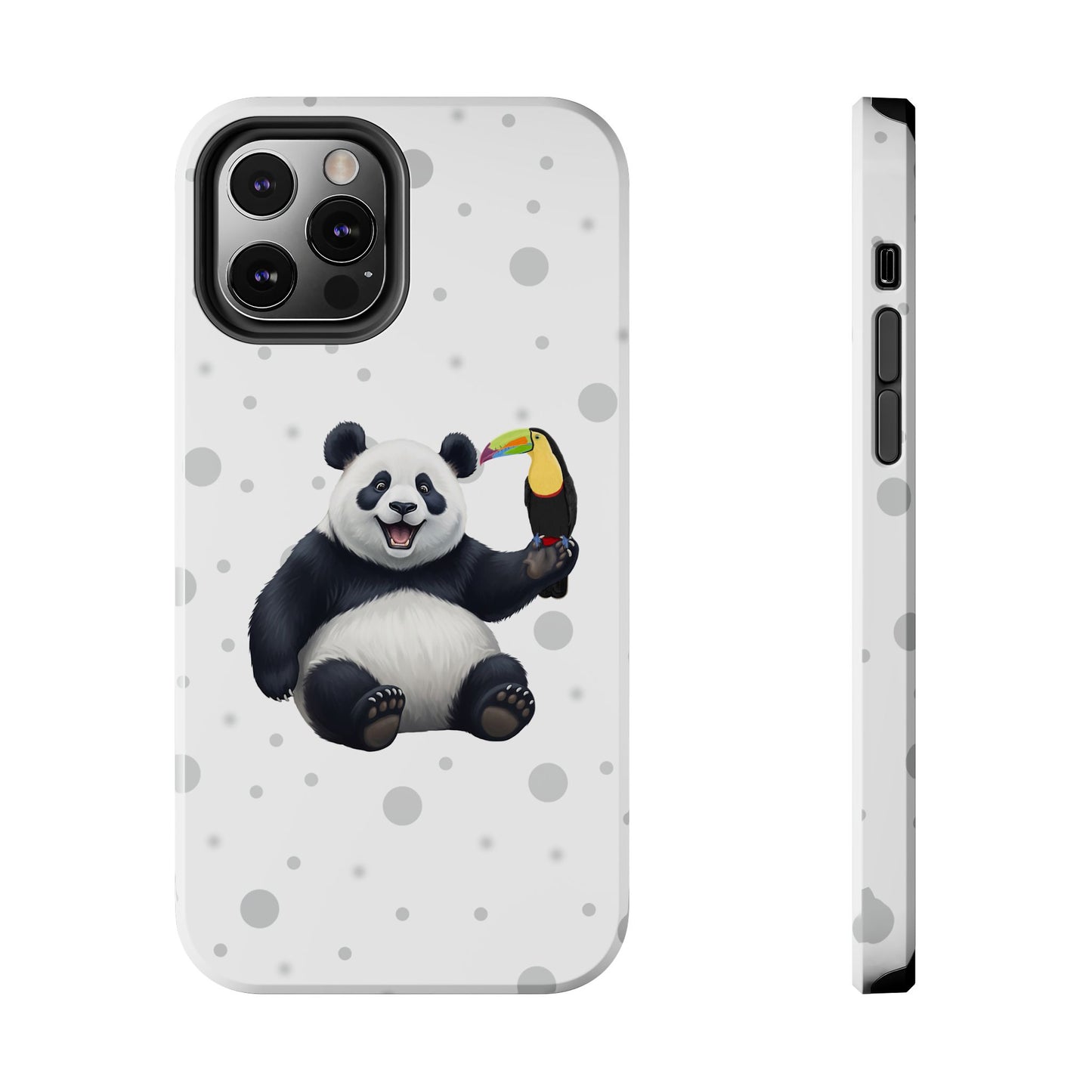 Cute Panda Bear with a Toucan Animal iPhone Case - Dual-Layer PC/TPU Protective Cover for iPhone