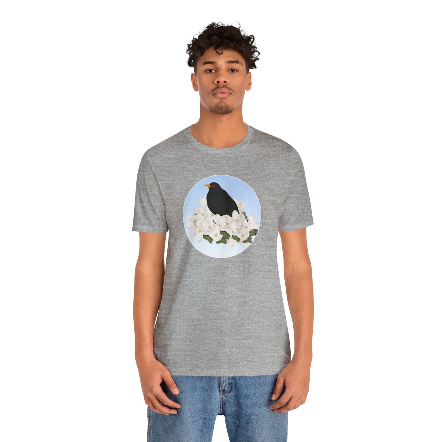 Blackbird and Spring Apple Blossoms Bird T-Shirt