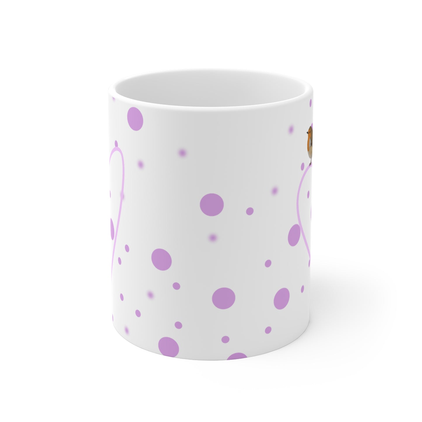 Robin Valentine's Day Bird Mug 11oz Pink Heart