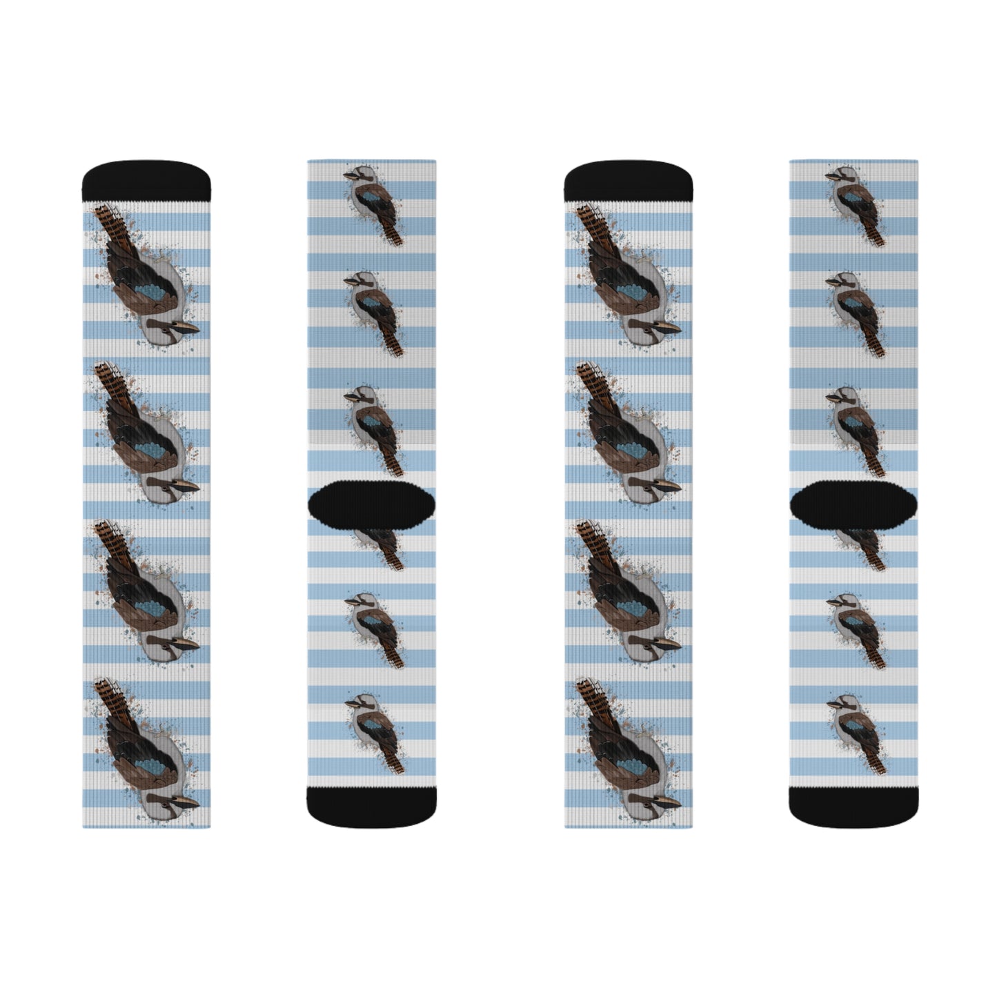 Kookaburra Bird Blue White Striped Socks