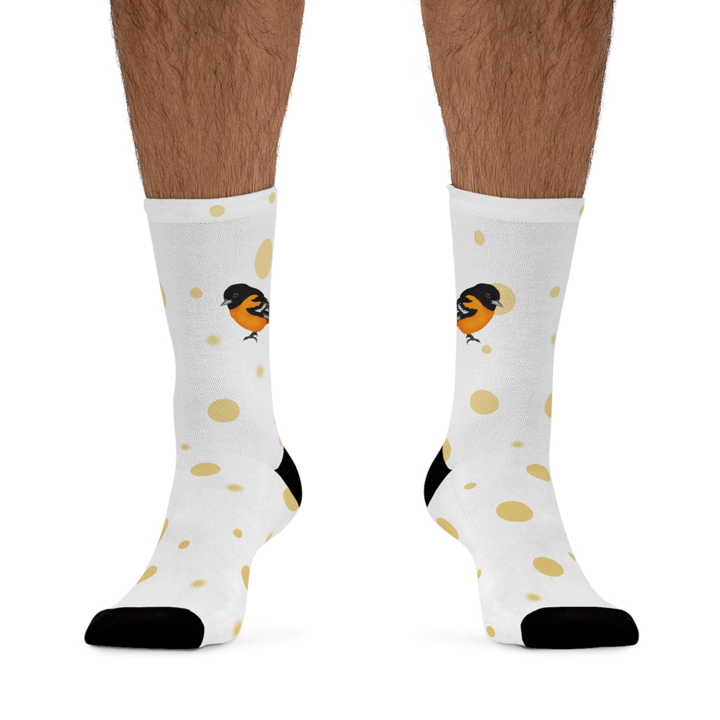 Baltimore Oriole with Golden Dots Birding & Birdwatching Bird Socks White