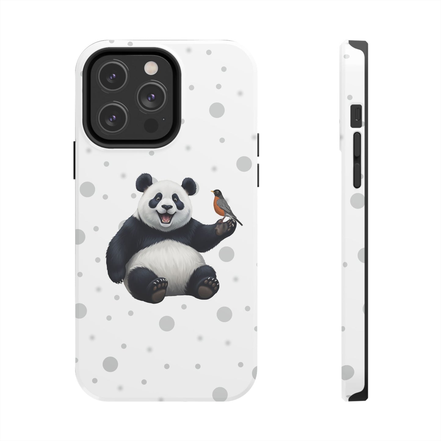 Cute Panda Bear with American Robin Animal iPhone Case - Dual-Layer PC/TPU Protective Cover for iPhone