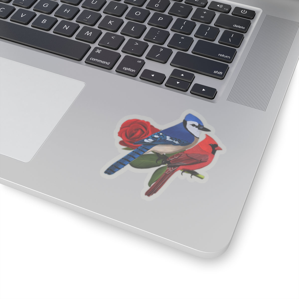 Blue Jay and Cardinal Valentine's Day Bird Kiss-Cut Sticker - jz.birds