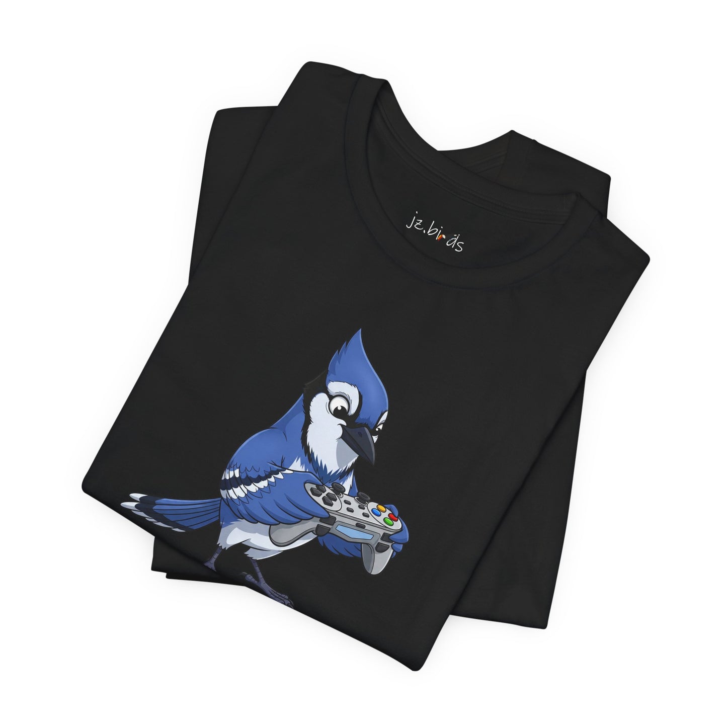 Blue Jay Playing Video Games Funny Gamer and Bird Lover T-Shirt