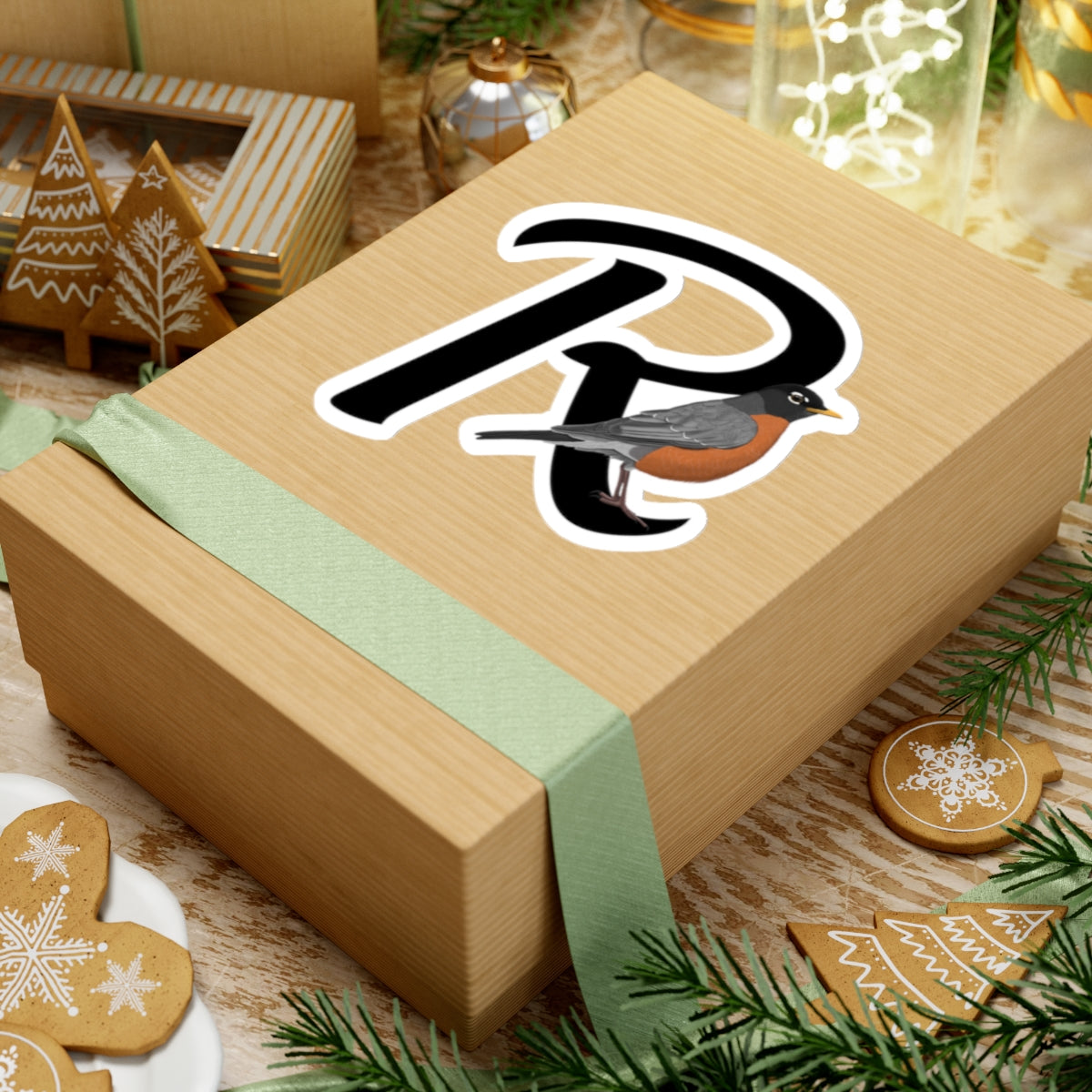 American Robin Letter R Bird Kiss-Cut Sticker