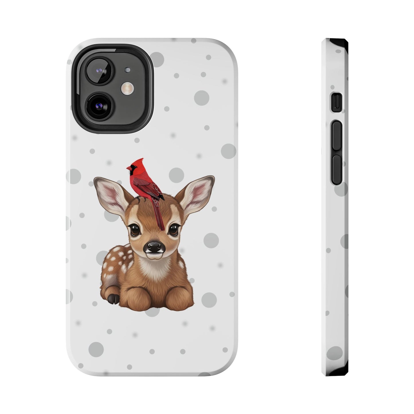 Cute Fawn with a Cardinal Animal iPhone Case - Dual-Layer PC/TPU Protective Cover for iPhone
