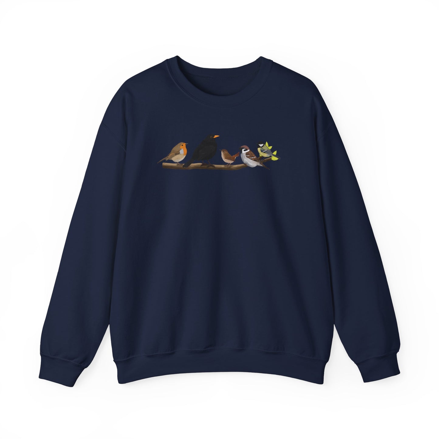 Vögel auf einem Ast Vogel Sweatshirt Amsel Rotkehlchen Kohlmeise Zaunkönig Spatz