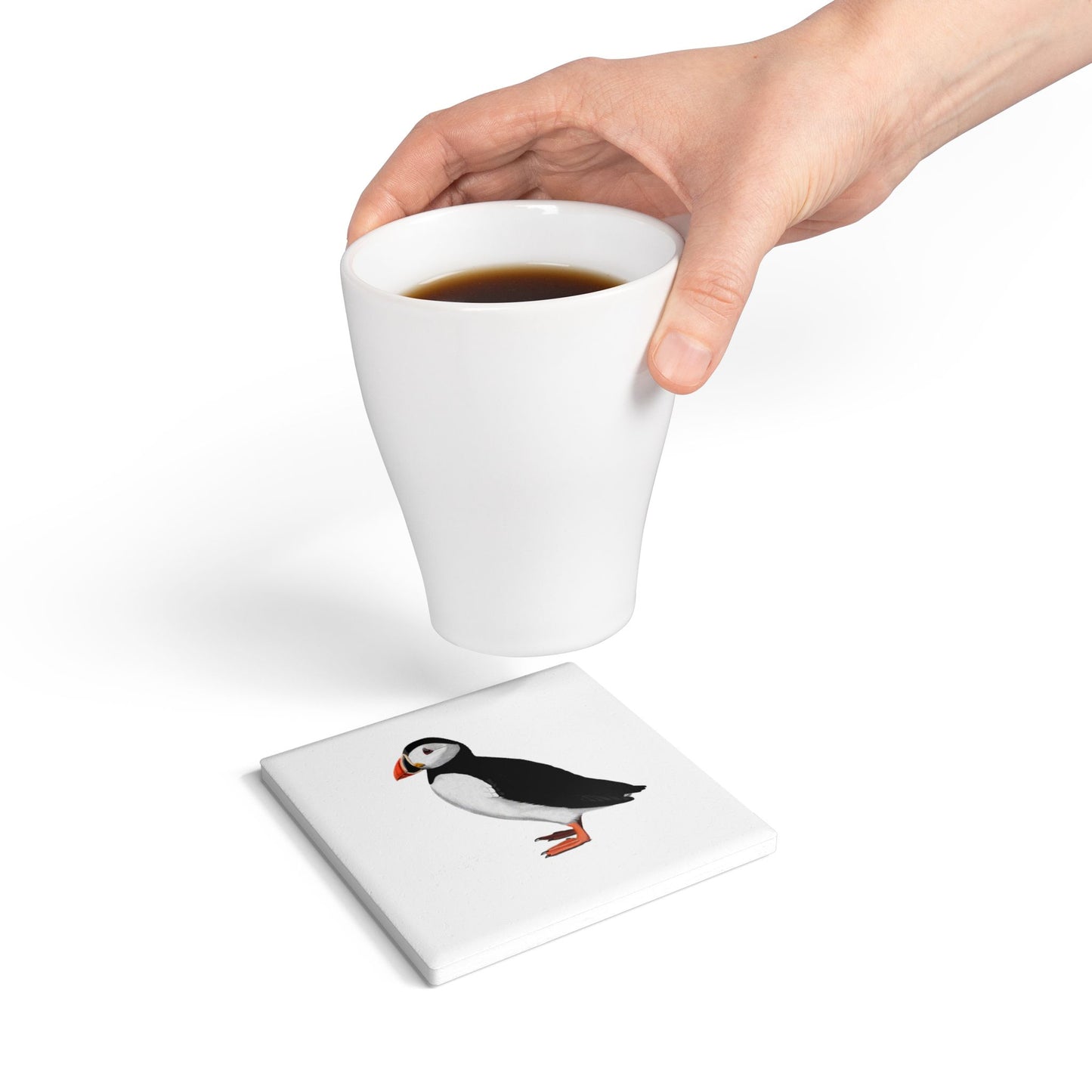 Papageitaucher Keramik-Untersetzer Vogelmotiv Weiß