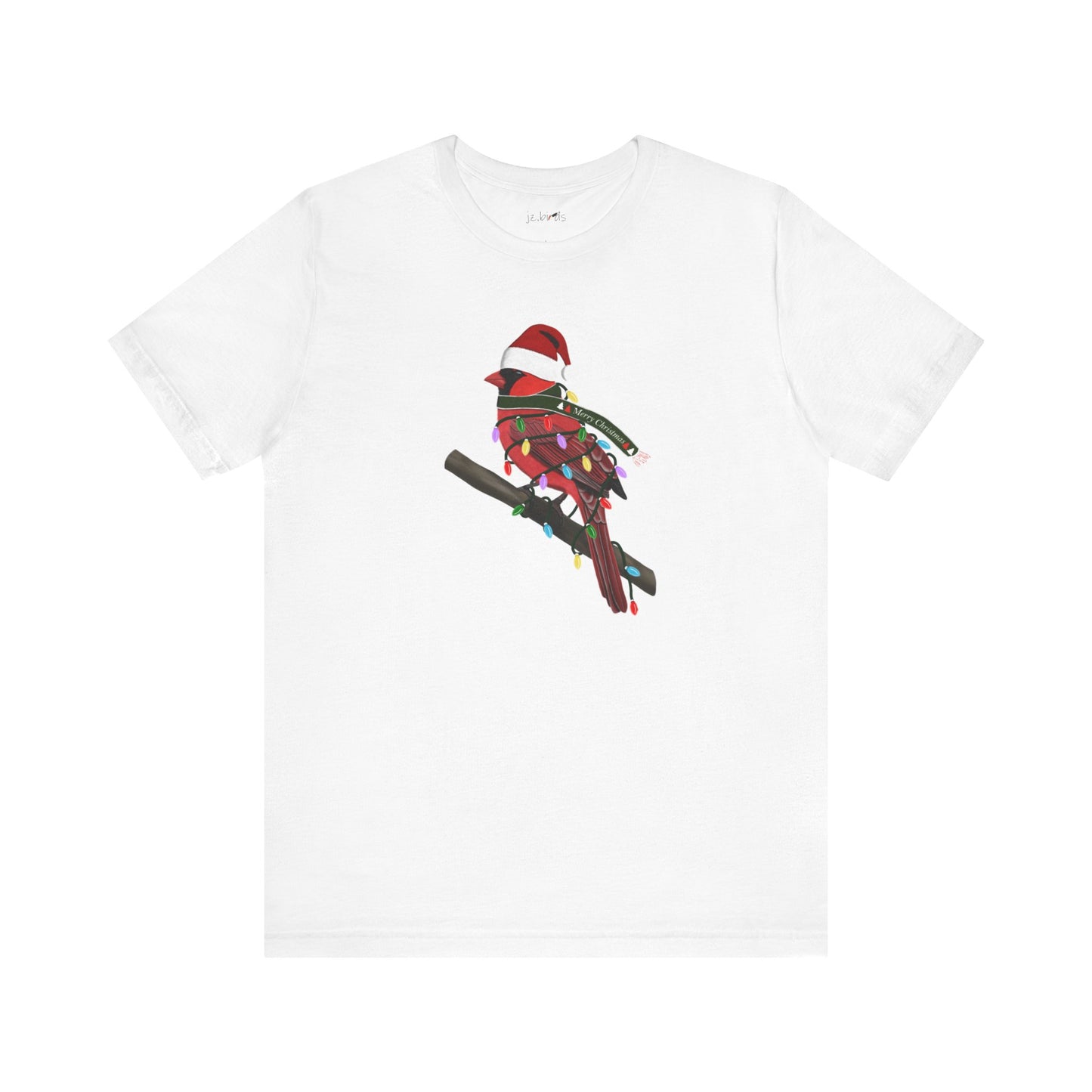 Cardinal with Fairy Lights Christmas Bird T-Shirt