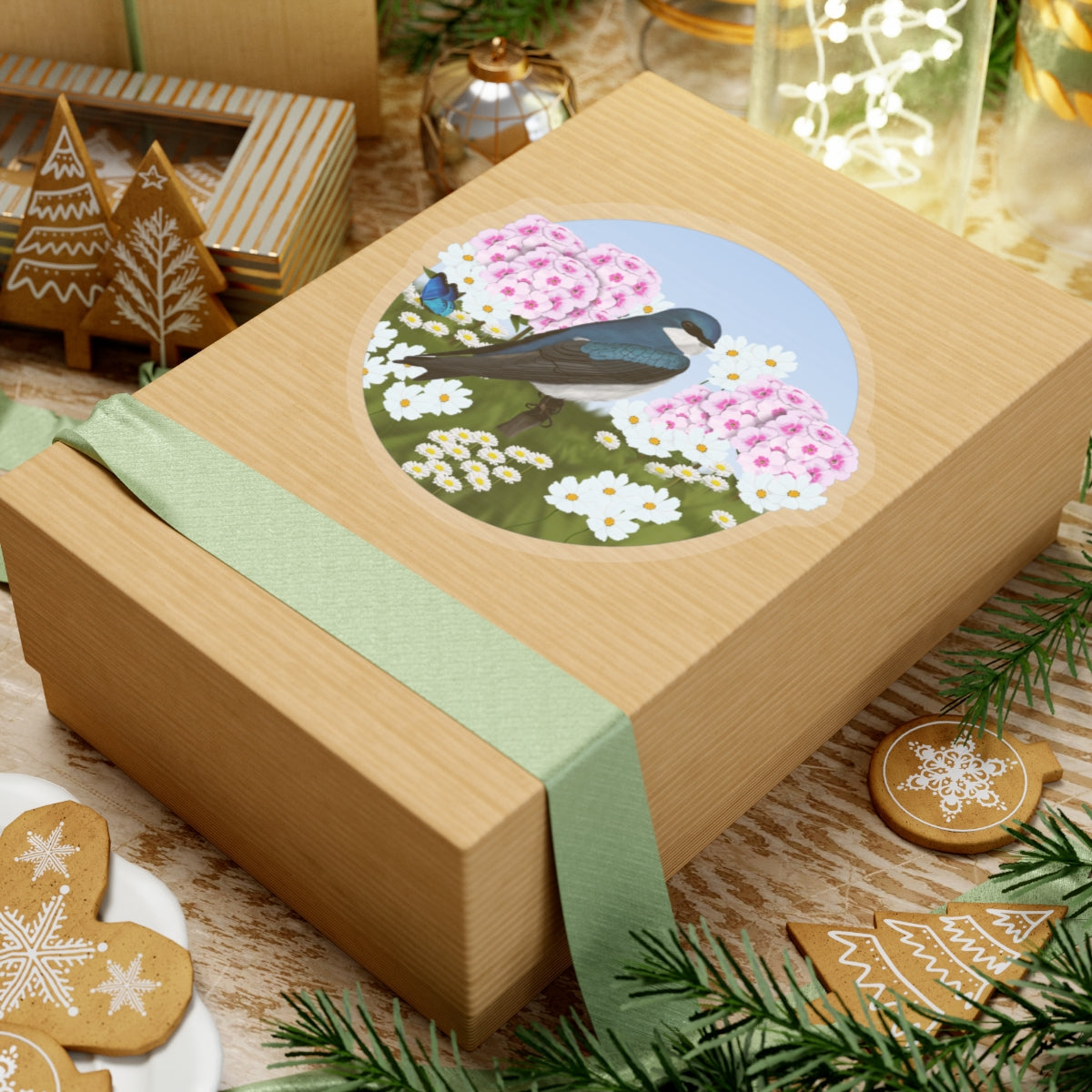 Tree Swallow Summer Flowers Bird Kiss-Cut Sticker - jz.birds