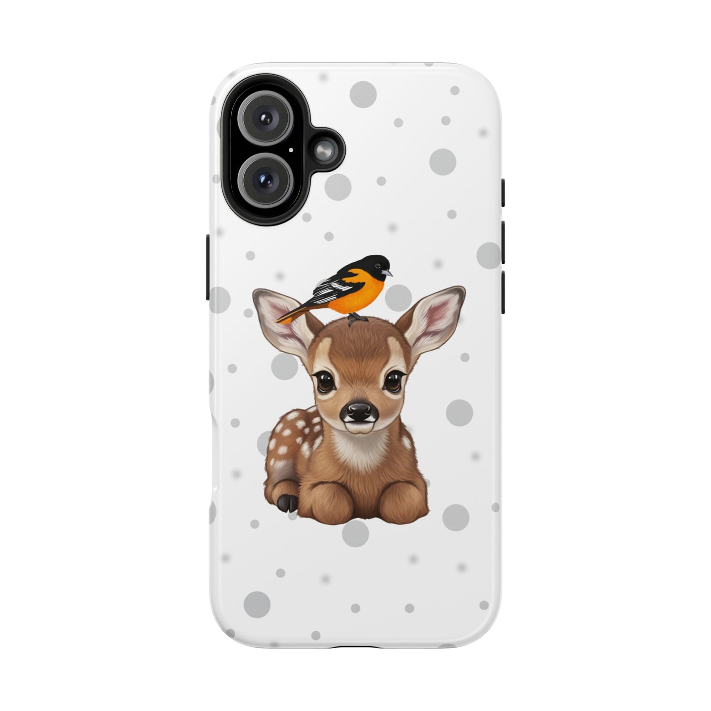 Cute Fawn with a Oriole Animal iPhone Case - Dual-Layer PC/TPU Protective Cover for iPhone