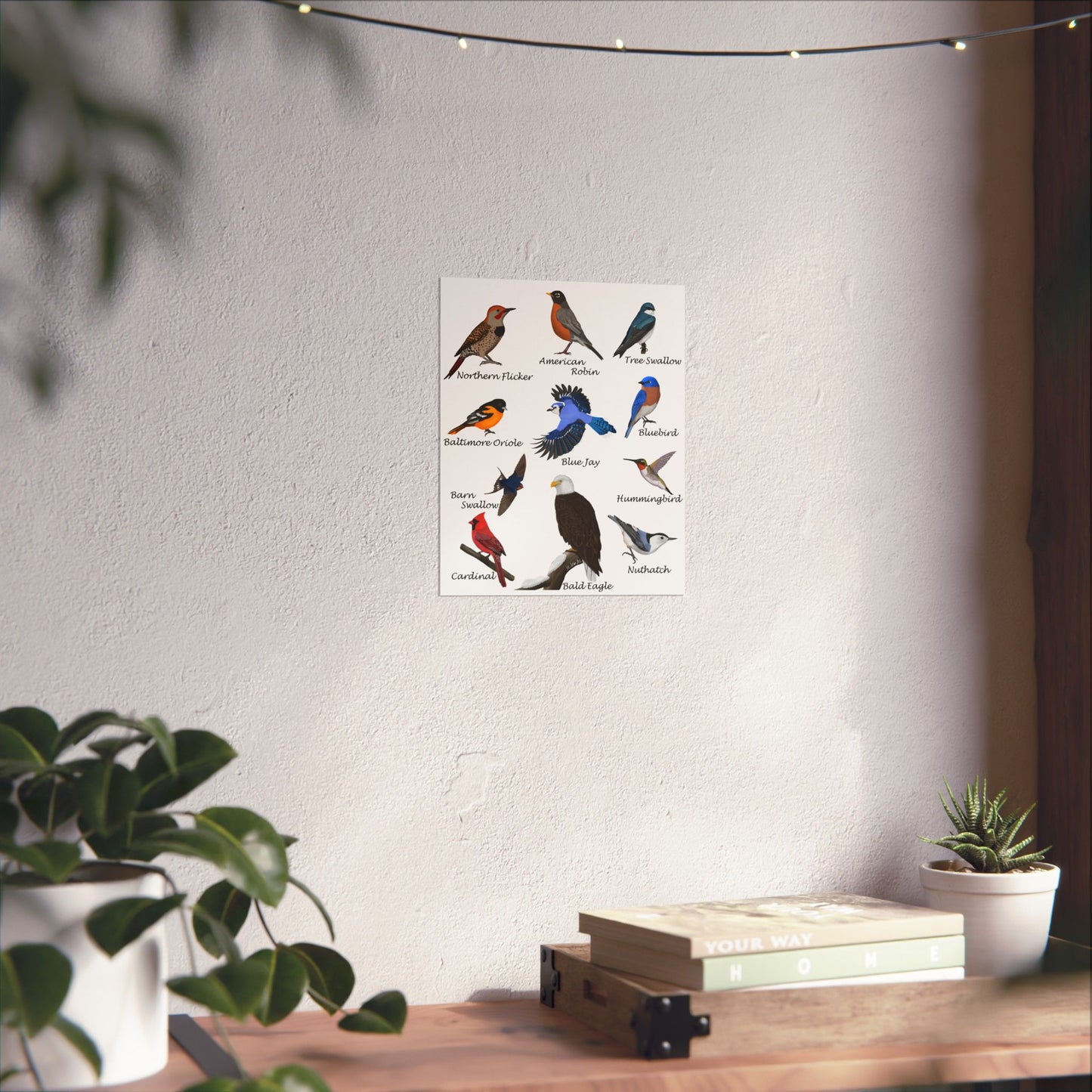 American Birds Poster Robin Blue Jay Cardinal Hummingbird Bird Watcher & Bird Lover